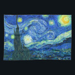 Linge De Cuisine nuit de van gogh starry<br><div class="desc">Le célèbre tableau de Van Gogh,  "La Nuit étoilée". Peint pendant son séjour à l'asile de Saint Rémy dans les années 1880,  van Gogh dépeignait les collines ondulantes et les cyprès qu'il voyait depuis sa fenêtre.  Numériquement amélioré par PixDezines.Copyright © 2008-2016 PixDezines.com™ et PixDezines™ sur zazzle.com. Tous droits réservés.</div>