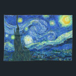 Linge De Cuisine nuit de van gogh starry<br><div class="desc">Le célèbre tableau de Van Gogh,  "La Nuit étoilée". Peint pendant son séjour à l'asile de Saint Rémy dans les années 1880,  van Gogh dépeignait les collines ondulantes et les cyprès qu'il voyait depuis sa fenêtre.  Numériquement amélioré par PixDezines.Copyright © 2008-2016 PixDezines.com™ et PixDezines™ sur zazzle.com. Tous droits réservés.</div>