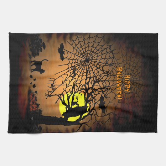 Linge De Cuisine Nuit d'Halloween, Joyeux Halloween ! (Horizontal)