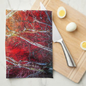 Linge De Cuisine Nuit d'hiver rouge (Quart Plié)