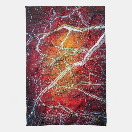 Linge De Cuisine Nuit d'hiver rouge (Vertical)