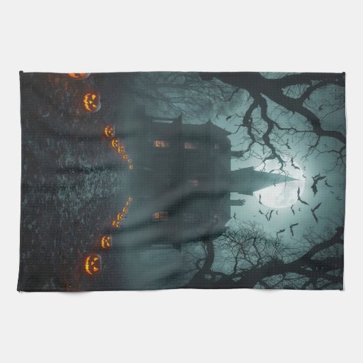 Linge De Cuisine Nuit éffrayante avec Jack-o'Lanterns (Horizontal)