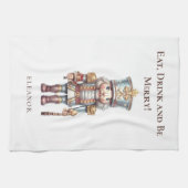 Linge De Cuisine Nutcracker Nom Manger Boire Soit Joyeux Vacances (Horizontal)