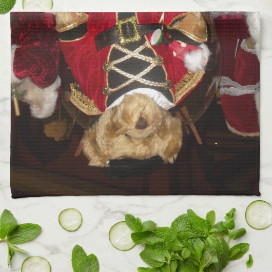 Linge De Cuisine Nutcracker Teddy Bear Collection de Noël (Plié)