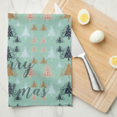 Linge De Cuisine O Arbres de Noël (verts) (Quart Plié)