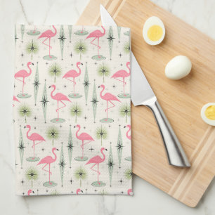 Linge De Cuisine Oasis atomique aux Flamants roses roses
