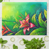 Linge De Cuisine Oasis de la jungle tropicale luxuriante (Plié)