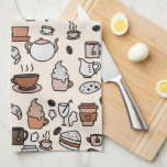 Linge De Cuisine Objets pour le thé et le café Motif<br><div class="desc">Collage de café ou de café sur le beige.</div>