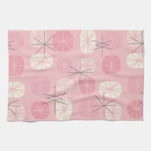Linge De Cuisine Oblongs Motifs du milieu du siècle rose Vanille