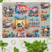 Linge De Cuisine Occidental Cowboy BBQ Scènes de Cookoff 1 (Plié)