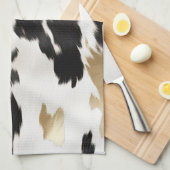 Linge De Cuisine Occidental Noir Blanc Glam Or Cowhal (Quart Plié)