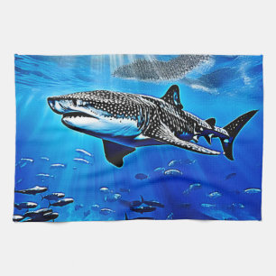 Linge De Cuisine Océan Baleine Requin Giant Natation