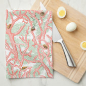 Linge De Cuisine Ocean Beach Coral and Seashing Design (Quart Plié)