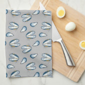 Linge De Cuisine Ocean Beach Mussel Shells- Grey (Quart Plié)