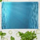 Linge De Cuisine Ocean Depths Blue Underwater with Sun Rays (Plié)