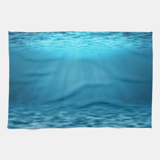 Linge De Cuisine Ocean Depths Blue Underwater with Sun Rays (Horizontal)