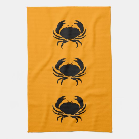 Linge De Cuisine Ocean Glow_Black sur le crabe orange (Vertical)