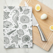Linge De Cuisine Océan Inhabitants Motif 3 (Quart Plié)