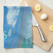 Linge De Cuisine Ocean Stream Acrylique Fluid Art (Quart Plié)