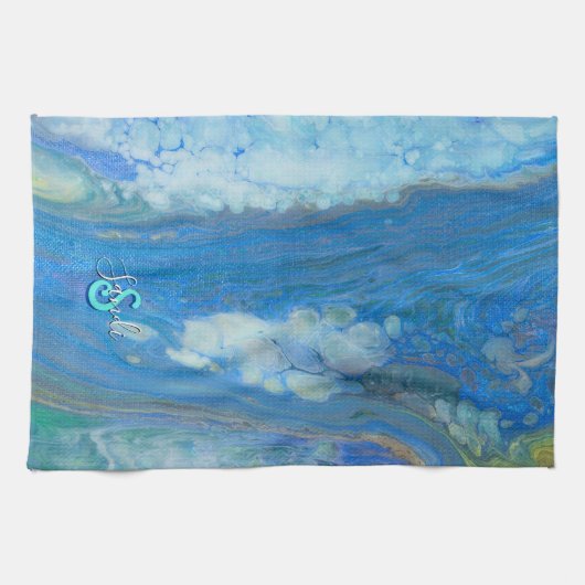 Linge De Cuisine Ocean Stream Acrylique Fluid Art (Horizontal)