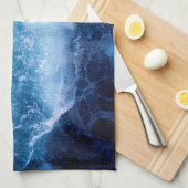 Linge De Cuisine Océan - Vagues bleu foncé (Quart Plié)