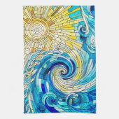Linge De Cuisine Ocean Wave Sun mosaïque art (Vertical)