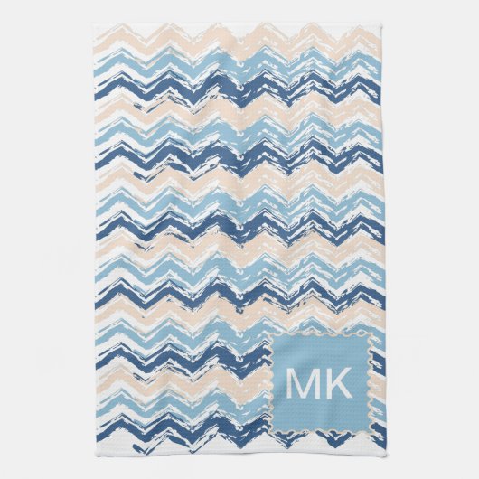 Linge De Cuisine Ocean Waves Chevron (Vertical)