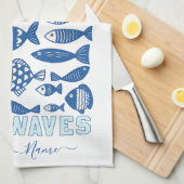 Linge De Cuisine Ocean Waves Coastal Fish Kitchen Towel – Nautical  (Quart Plié)