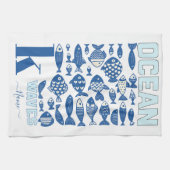 Linge De Cuisine Ocean Waves Coastal Fish Kitchen Towel – Nautical  (Horizontal)