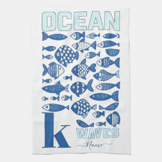 Linge De Cuisine Ocean Waves Coastal Fish Kitchen Towel – Nautical