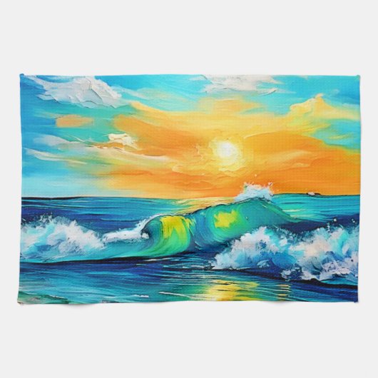 Linge De Cuisine Ocean's Kiss : Sunset Waves (Horizontal)
