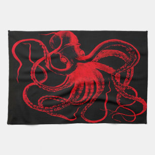 Linge De Cuisine Octopus Nautique Steampunk Vintage Kraken Monster