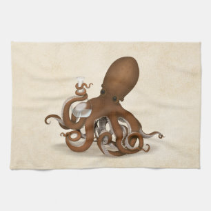 Linge De Cuisine Octopus tenant de la flacon de verre Chimie Steamp