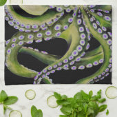 Linge De Cuisine Octopus vert noir (Plié)
