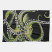 Linge De Cuisine Octopus vert noir (Horizontal)