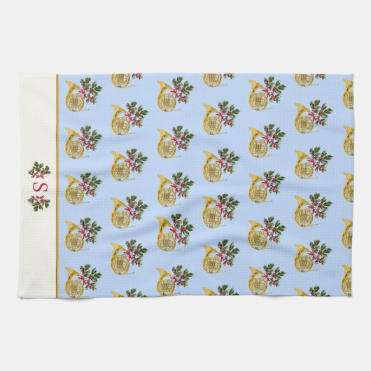 Linge De Cuisine Ode to the Nutcracker French Horn Blue (Horizontal)