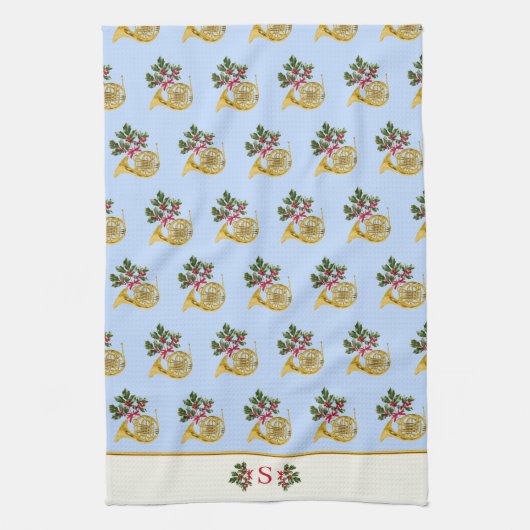 Linge De Cuisine Ode to the Nutcracker French Horn Blue (Vertical)