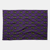 Linge De Cuisine Oeil jaune de chat noir et violet motif Halloween (Horizontal)