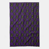 Linge De Cuisine Oeil jaune de chat noir et violet motif Halloween (Vertical)