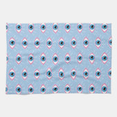 Linge De Cuisine Oeil mal grec avec cils rose bleu (Horizontal)