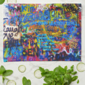 Linge De Cuisine Oeil mauvais de graffiti bleu (Plié)