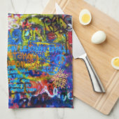 Linge De Cuisine Oeil mauvais de graffiti bleu (Quart Plié)