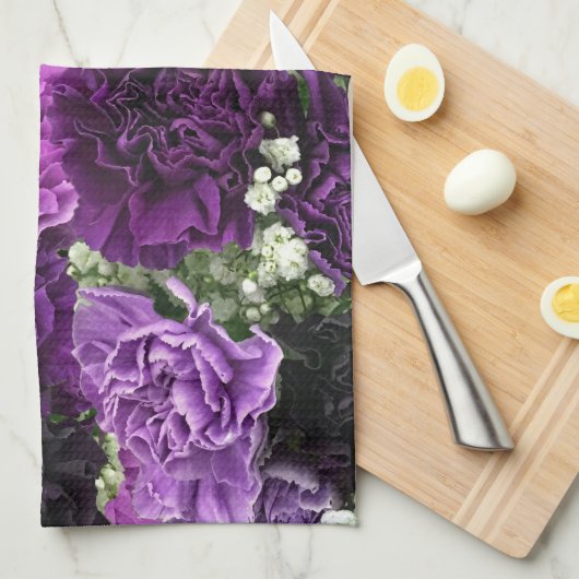 Linge De Cuisine Oeillets de pourpre de bouquet (Quart Plié)