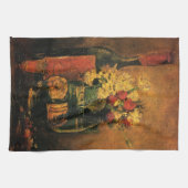 Linge De Cuisine Oeillets, Roses et une bouteille de Vincent van Go (Horizontal)