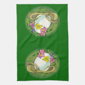 Linge De Cuisine Oeufs de Pâques avec fleurs de printemps vert (Vertical)