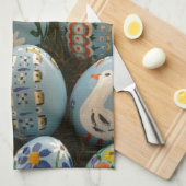 Linge De Cuisine Oeufs de pâques peints par bleu (Quart Plié)