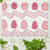 Linge De Cuisine Oeufs de Pâques rose rouge Motif de Pâques (Plié)