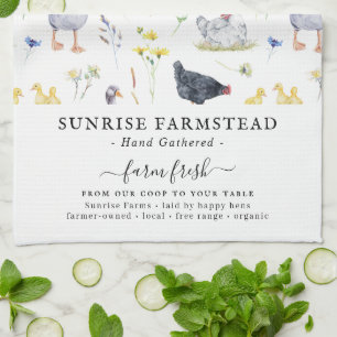 Linge De Cuisine Oeufs frais de ferme   Monogramme rustique de ferm