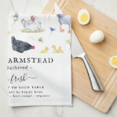 Linge De Cuisine Oeufs frais de la ferme | Monogramme de la ferme r (Quart Plié)