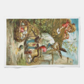 Linge De Cuisine Oeufs magnifiques de peinture de lapin de Pâques (Horizontal)